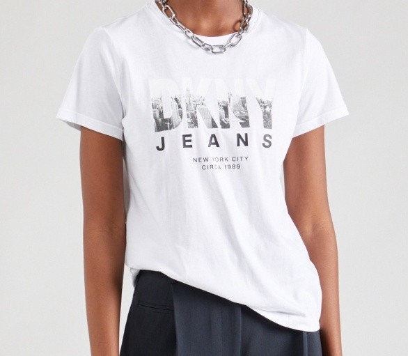 T-SHIRT ΛΕΥΚΟ ΜΕ ΣΤΑΜΠΑ DKNY